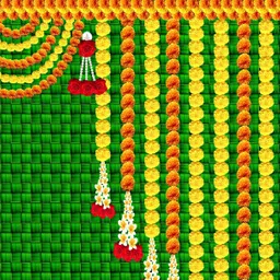 sanskriti Varlakshmi Pooja Backdrop with Lakshmi Devi, Floral Garland Design – 5x8 Feet Varlakshmi Pooja Backdrop | Lakshmi Devi | Floral & Elephant Decor Tapestry image 2