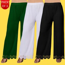 kiran impex Pack of 3 Women Straight Fit Multicolor Lycra Blend Trousers-picture-38