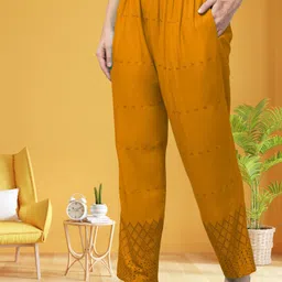 houseofcommon Women Relaxed Yellow Viscose Rayon Trousers-picture-32