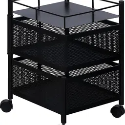 3 Layer with Top Layer Kitchen Round Rotating Trolley, Vegetable Storage Rack Iron Kitchen Trolley-image-35