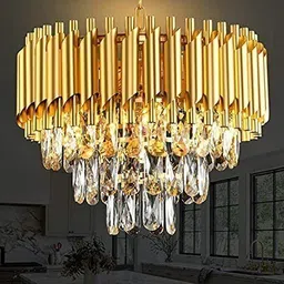 shreshtha crystal Gold polish metal 500mm chandelier hanging ceiling pendant jhoomer Chandelier Ceiling Lamp image 2