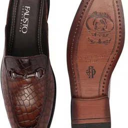 fausto Embossed Leopard Print Design Ethnic Party Back Open Slip On Shoes Mojaris For Men image 2