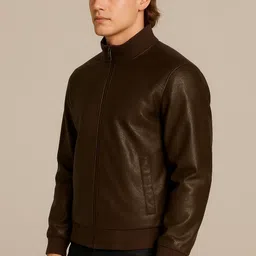 intacox Men Self Design Leather Jacket image 3