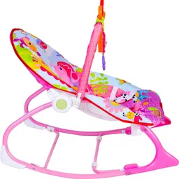 baby moo Infant To Toddler Happy Baby Bouncer With Hanging Toys Pink Rocker image 3