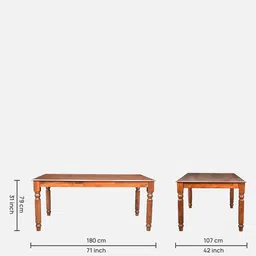 royaloak Texas 6 Seater Dining Table In Brown color image 2