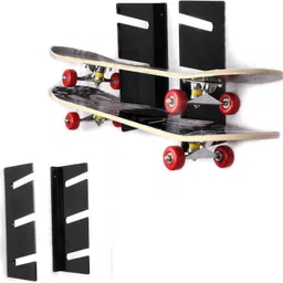 parikshit sublimation Acrylic Skateboard Wall Holder Black Stand Organizer Wall Mounted 13 cm x 33 cm Skateboard image 3