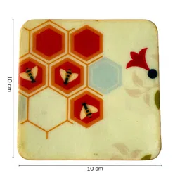 d'orable White & Orange (4 x 4 Inches) Marble (Set of 2) Coasters image 3