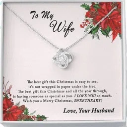 Wife Necklace, Necklace Gift For Wife From Husband, First Married Christmas Gift Rhodium Zircon Sterling Silver Pendant Set-image-29