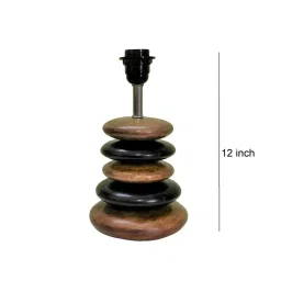 disoo fashions Beige Handpainted Shade Wooden Stone Handmade Black Brown Table Lamp image 4