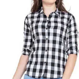 houseofcommon Women Regular Fit Checkered Casual Shirt image 3