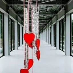 heartwindchimes Red Heart Shape Wind Chimes | Romantic Home Décor & Positive Energy Gift Brass Windchime image 2