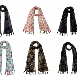 mss fashion Printed Chiffon Women Multicolor Scarf, Stole, Fancy Scarf-picture-18
