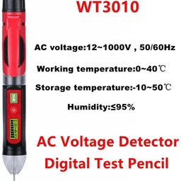 uptodatetools WINTACT WT3010 LED AC Voltage Tester Non-Contact Detector Pen 12-1000V AC Digital Voltage Tester image 2
