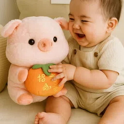 winkycoo Cute Pig soft toy 25 cm with peach in hand | Pig soft toy - 25 cm image 5
