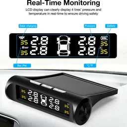 ausha Digital Tire Pressure Gauge Tyre Pressure Monitoring System TPMS with Solar Charging and External Sensors image 2