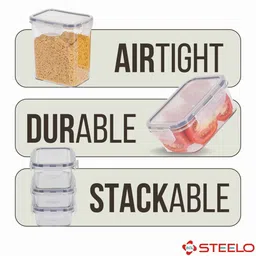 steelo Transparent Plastic (Set of 4) Soclick Rectangular Container Set 300 ml image 3