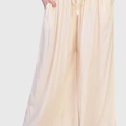 farukhi creation Women Flared Cream Cotton Blend Trousers-picture-15