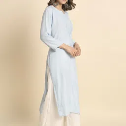 sofisty Women Chikan Embroidery Viscose Rayon Straight Kurta image 4
