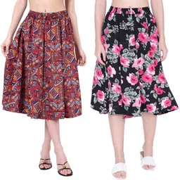 manat diva Women Printed A-line Multicolor Skirt-picture-32