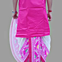 Chandra Jamdani Border Ready To wear Solid Men Dhoti image 2