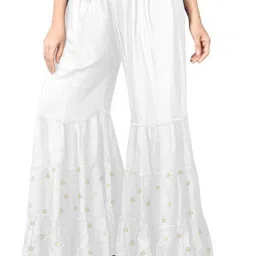 kotton maxx Women Relaxed White Viscose Rayon Trousers-picture-26