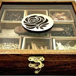 angira handicarft Spice Set Wooden, Glass image 3