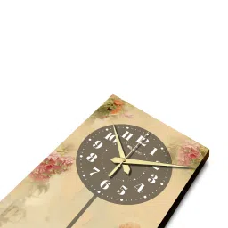 olive tree Multicolour Rectangle 24 Inches Wooden Wall Clock (Peacock) image 2