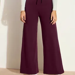 sassafras Women Solid Maroon Track Pants-picture-15