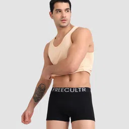 freecultr Pack of 2 Organic Cotton Trunks, Ultrasoft Waistband, Premium Snug-Fit Underwear Solid Men Trunk image 2