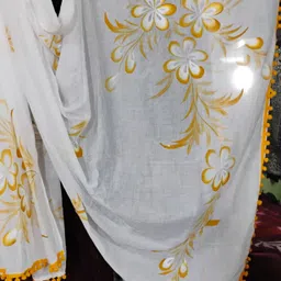 dupata Pure Cotton Floral Print White Women Dupatta-picture-26