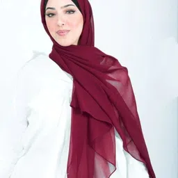 hmsa Solid Georgette Women Maroon Stole-picture-19
