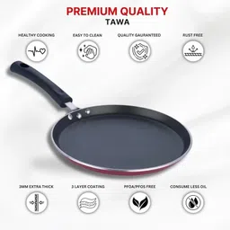 tudoccy Aluminium Non-stick Dosa Tawa with Induction Bottom Tawa 25 cm diameter image 3