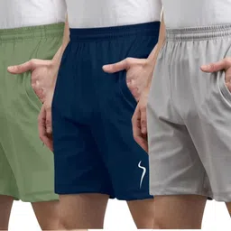 karwa Pack of 2 Solid Men Multicolor Sports Shorts image 1