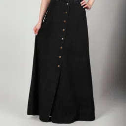 ts fashion Women Solid A-line Black Skirt image 1