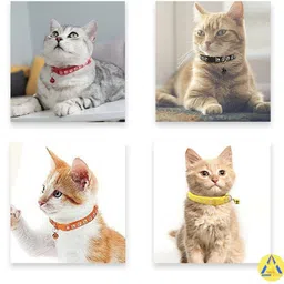 aomnistore 4pcs Adjustable Nylon Small Pet Belts with Bell & Cute Print for Cats & Puppies Dog & Cat Everyday Collar image 5