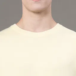 red tape Men Solid Round Neck Yellow Sweater image 4