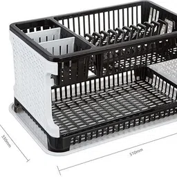 klivon Dish Drainer Kitchen Rack Dish Drainer Rack | 2-Tier Utensil Drying Stand for Modular Kitchen Plastic image 4