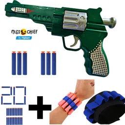 miss & chief Pistol Soft Blaster Bullet Shooting Gun Toy & 26 Foam Dart, 1 HandStrap for Dart Guns & Darts-picture-26