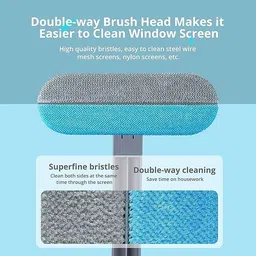 wazzl Cleaning Wiper Brush 2 in 1 Window Mesh Screen Cleaner Brush Grass, Microfibre Wet and Dry Brush image 3