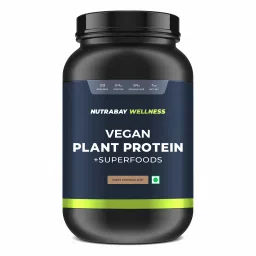 Nutrabay Wellness Vegan Plant Protein (24g Vegan Protein - Pea & Brown Rice Protein) with Superfoods, Digestive Enzymes & Vitamins Minerals |Post Workout Drink-picture-10