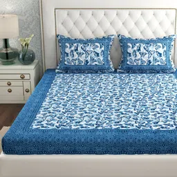 leo creation 144 TC Cotton Double Jaipuri Prints Flat Bedsheet image 2