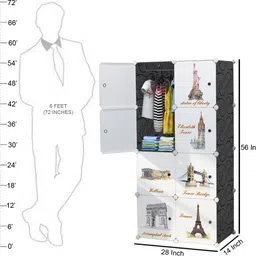 utillo 8 door black PP Collapsible Wardrobe image 2