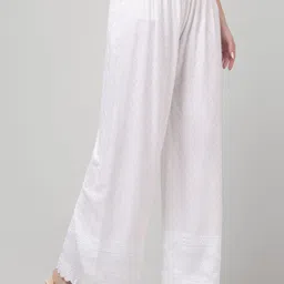 vizcon hub Women Loose Fit White Viscose Rayon Trousers image 4