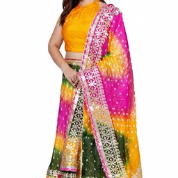 pahnava Bandhani Semi Stitched Lehenga Choli image 2