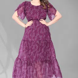 Women Maxi Purple Knee Length Dress-image-42