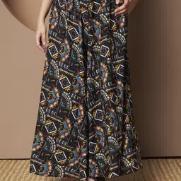 otabu Women Printed A-line Black Skirt image 4