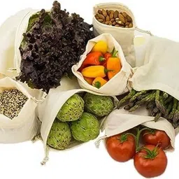 fab ellite cotton fridge bags fruits and vegetables bags(Pack of 6) Grocery Sabji Bags Pack of 6 Grocery Bags-picture-12
