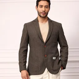 mr bowerbird Men Self Design Single Breasted Formal Blazer image 3