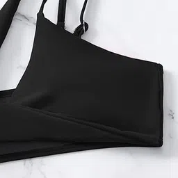 dream x fashion Deep Cut Bikini Sets for Women One Shoulder Cutout Swimsuits 2 Pieces Non Padded image 4