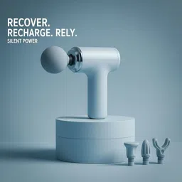 veenova Gun Massager, 4 Heads, Rechargeable, Handheld, Massager image 1